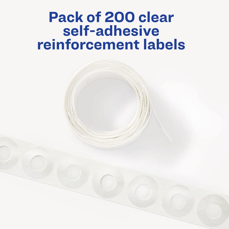 Avery Self-Adhesive Hole Reinforcement Stickers, 1/4"" Diameter Hole Punch Reinforcement Labels, Clear, Non-Printable, 200 Labels Total (5721) - Image 3
